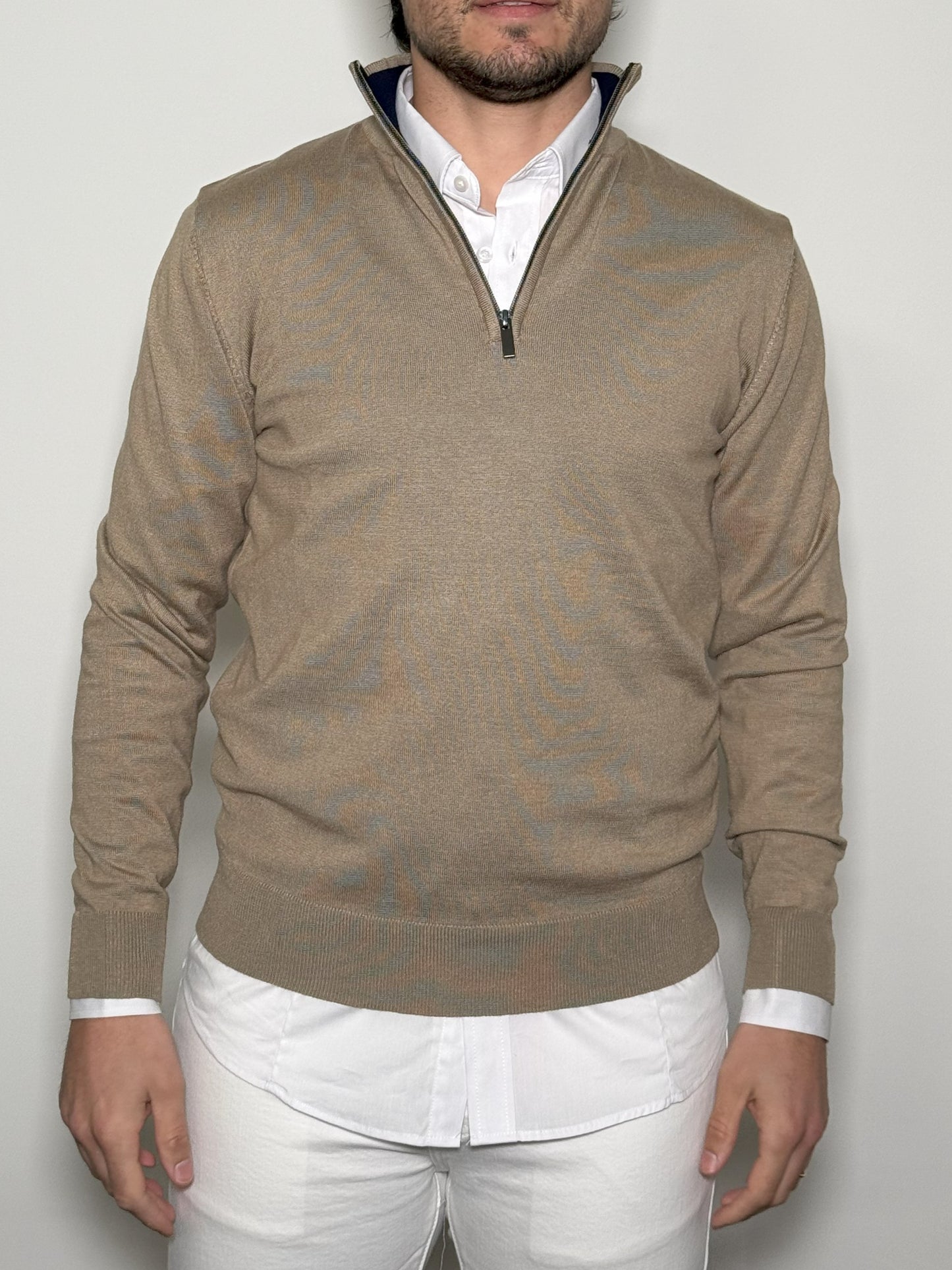 PULLOVER CON CERNIERA BEIGE