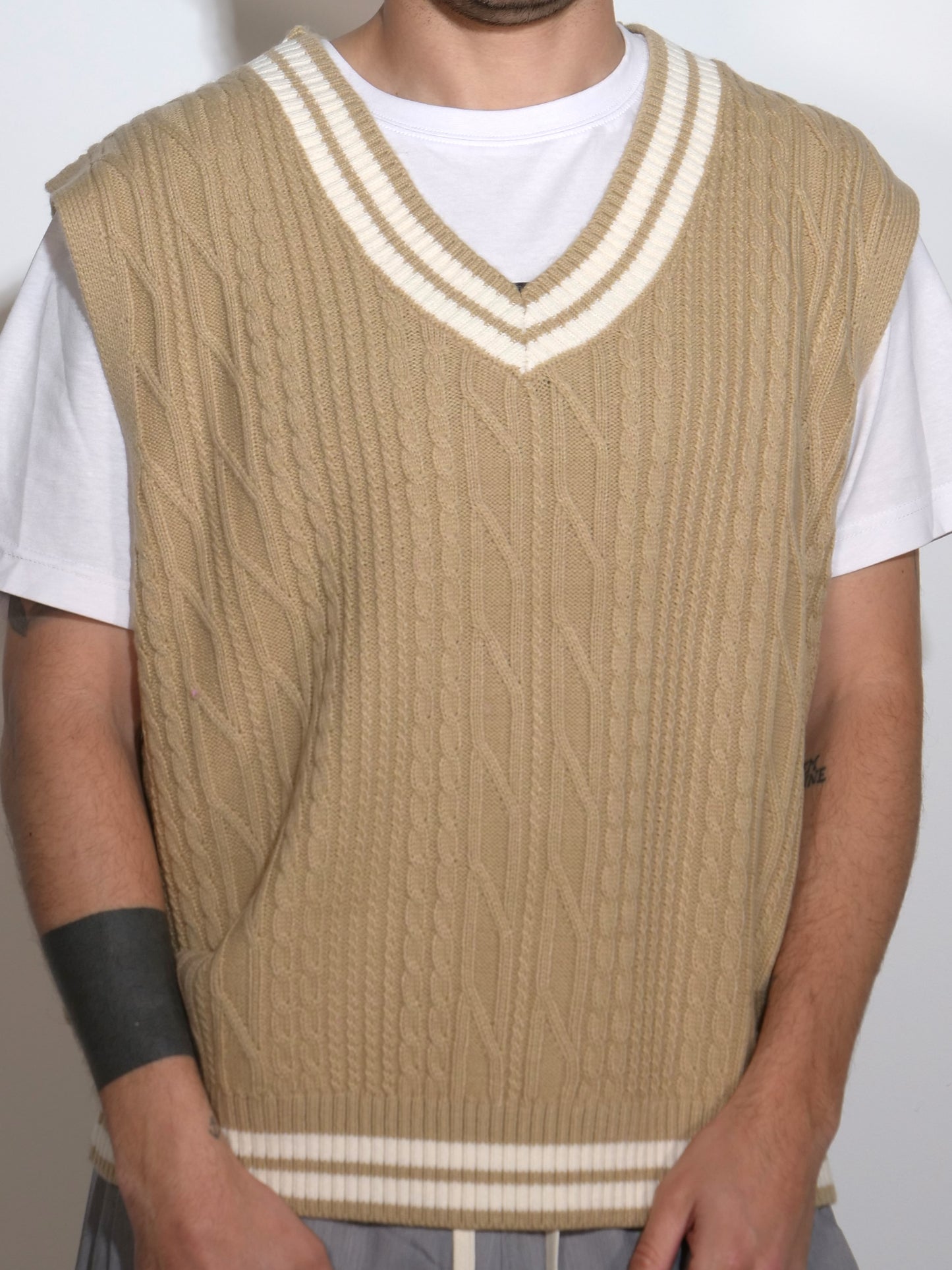 GILET VARSITY BEIGE