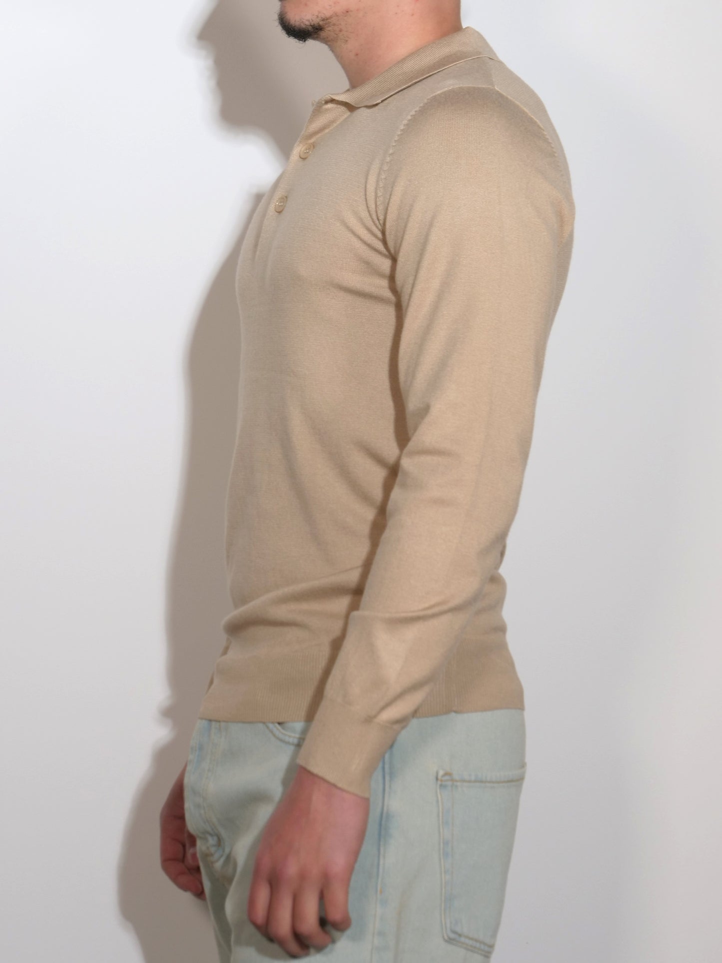 POLO BEIGE A MANICHE LUNGHE