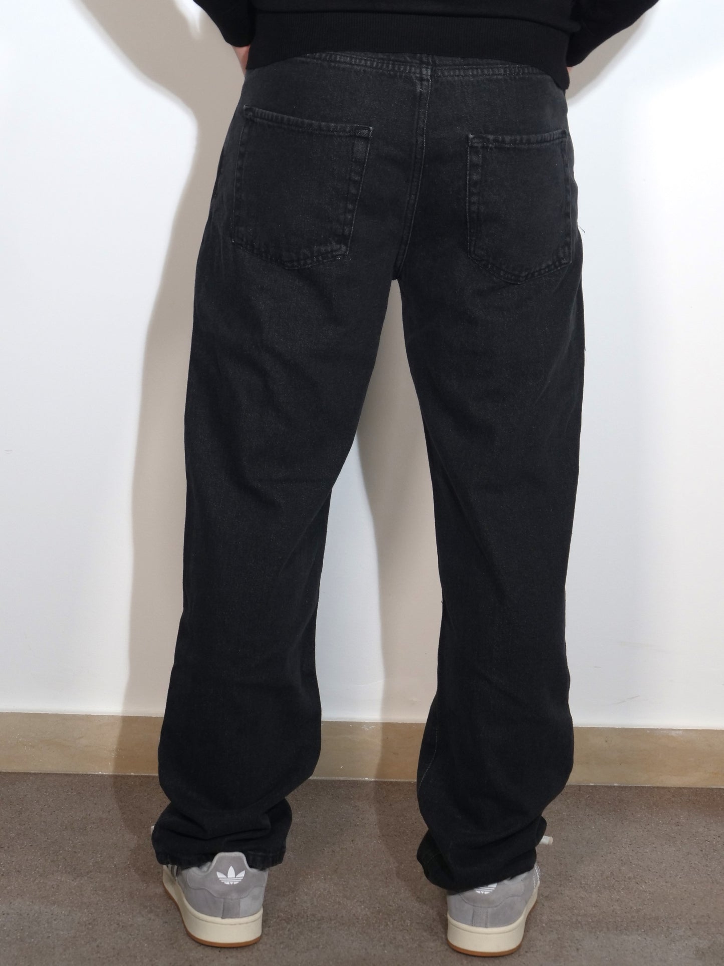 PANTALONE JEANS NERO WIDE FIT