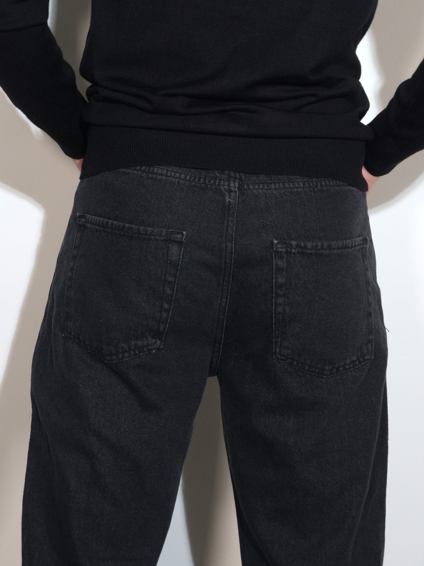 PANTALONE JEANS NERO WIDE FIT