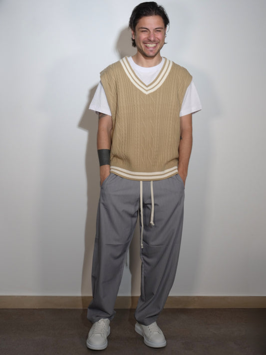 GILET VARSITY BEIGE