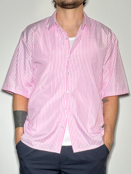 CAMICIA MANICHE CORTE IN VISCOSA ROSA