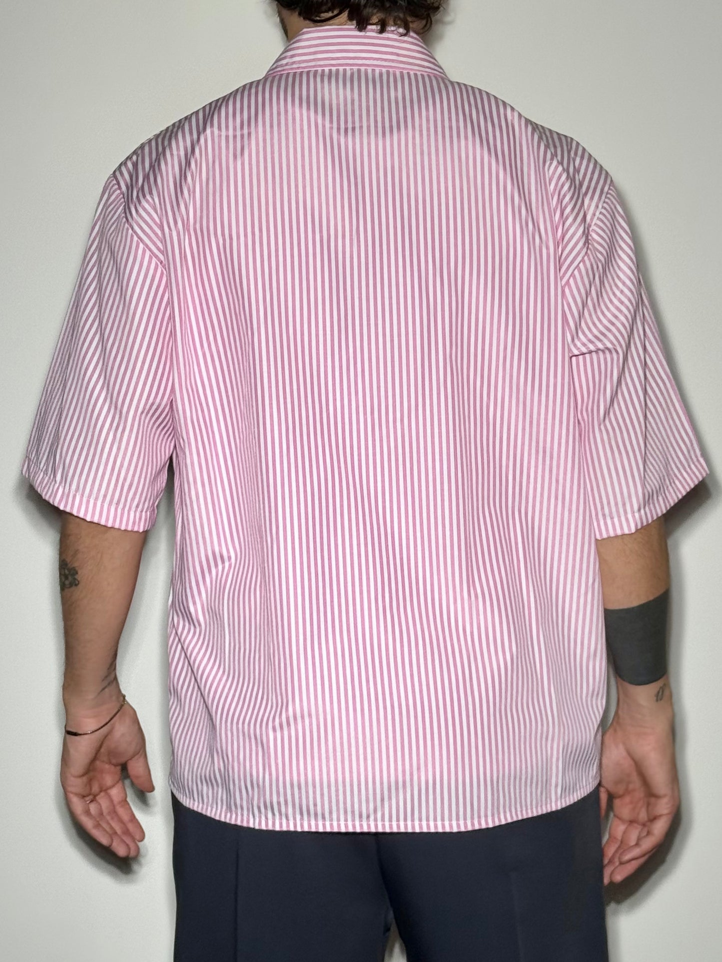 CAMICIA MANICHE CORTE IN VISCOSA ROSA
