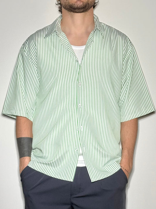 CAMICIA MANICHE CORTE IN VISCOSA VERDE