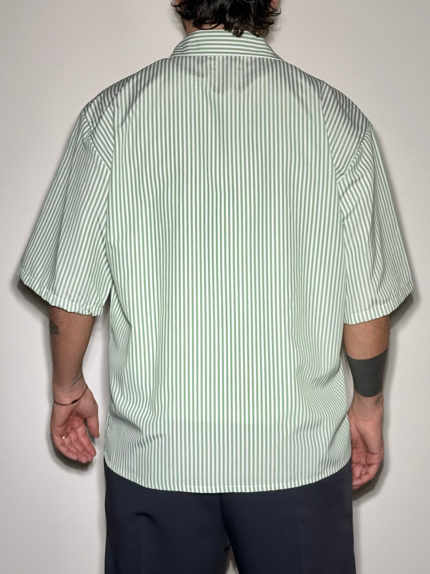 CAMICIA MANICHE CORTE IN VISCOSA VERDE