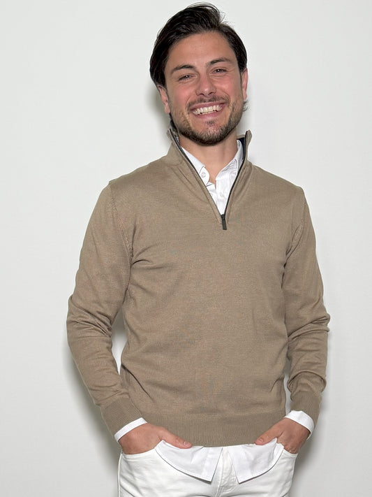 PULLOVER CON CERNIERA BEIGE