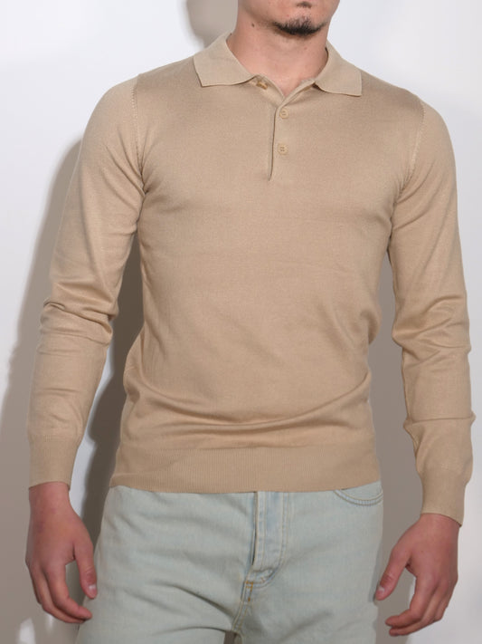 POLO BEIGE A MANICHE LUNGHE
