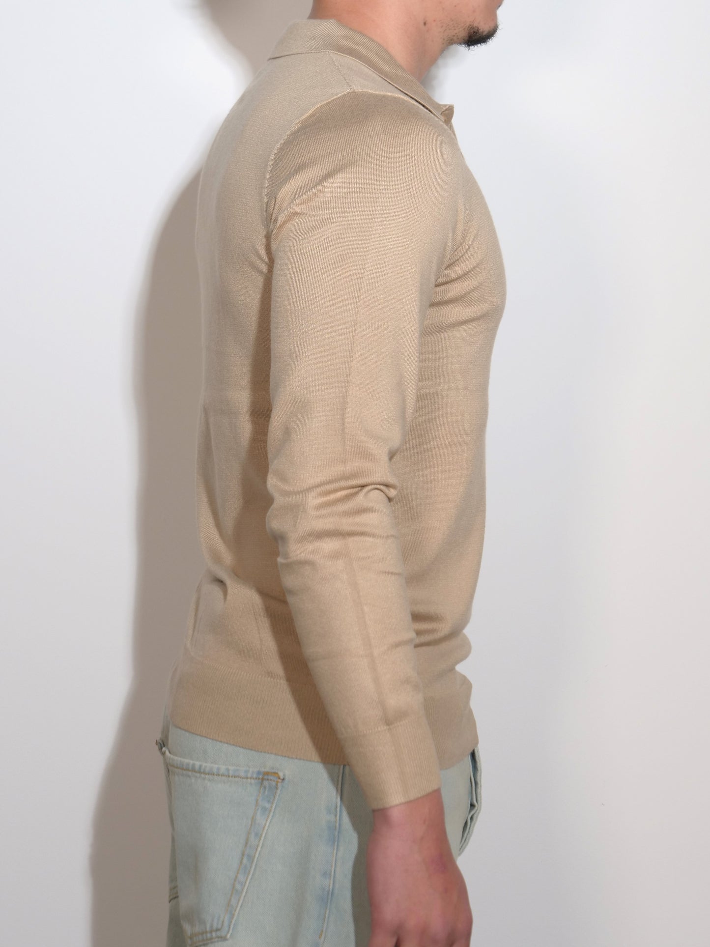 POLO BEIGE A MANICHE LUNGHE