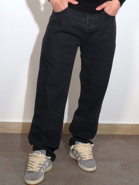 PANTALONE JEANS NERO WIDE FIT